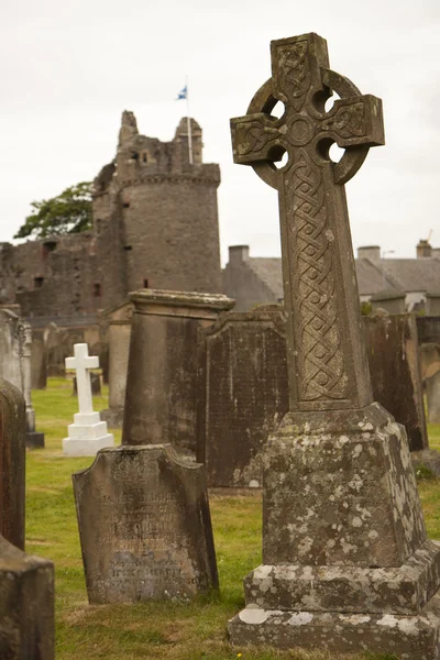 Celtic cross at a churchyard