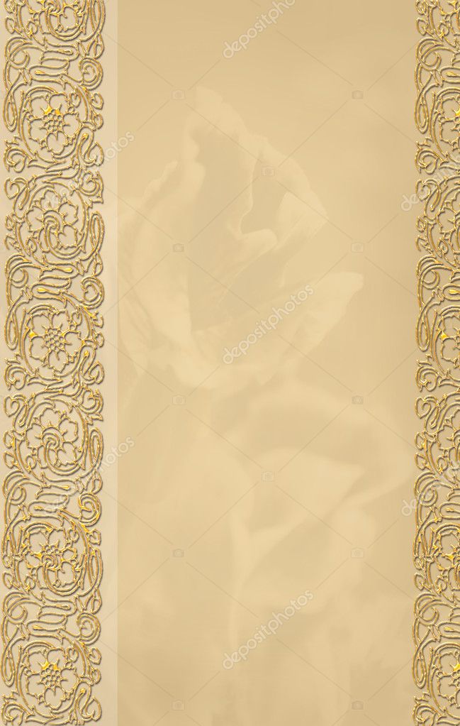 Wedding background with Decorative floral border and rings
