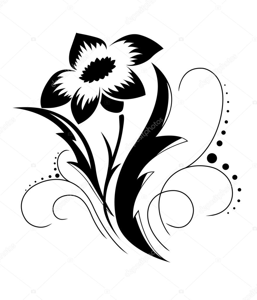 Black a white flower pattern