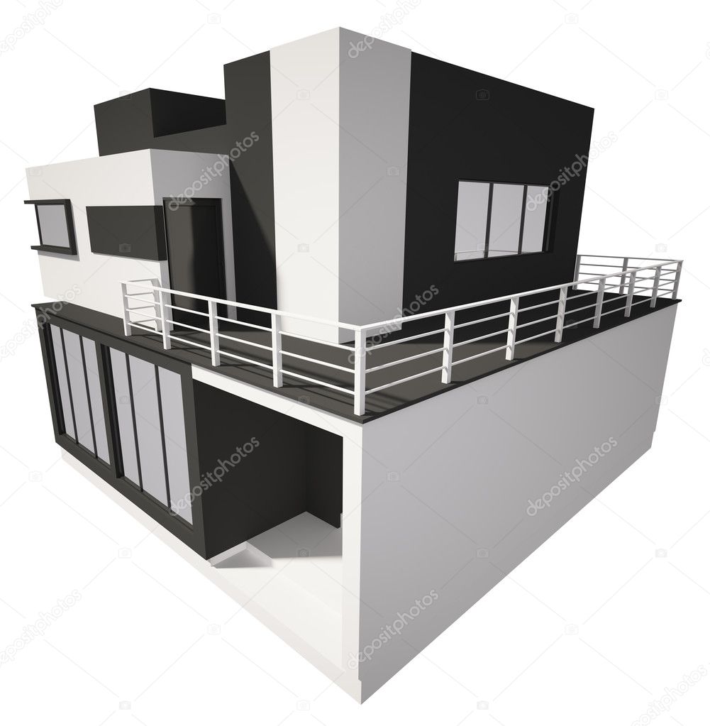 Esterno casa moderna isolato sopra 3d bianco — foto stock © scovad ...