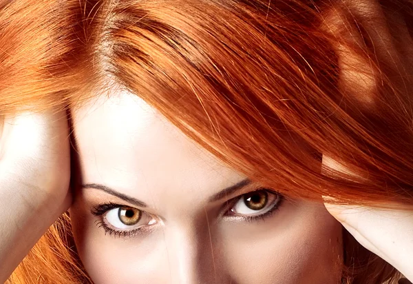 Beautiful redhair woman close up style portrait
