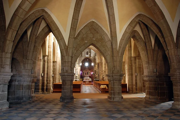 Gothic cathedral interior in Trebic