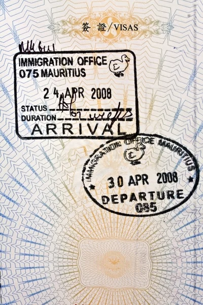 Mauritius immigration arrival stamp