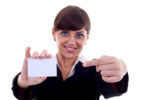 Business woman with card