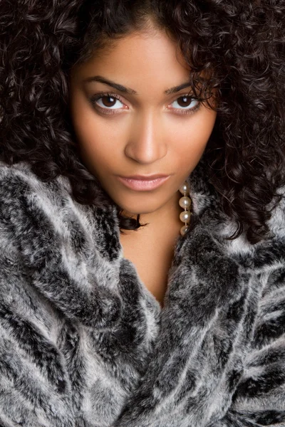 Woman Wearing Fur Coat