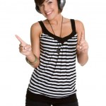 Brunette Girl With Headphones Stock Photo By Yanapema 2612421