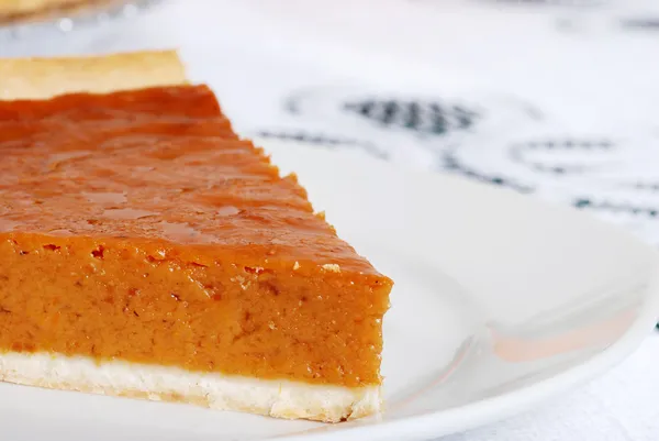 Pumpkin pie slice closeup
