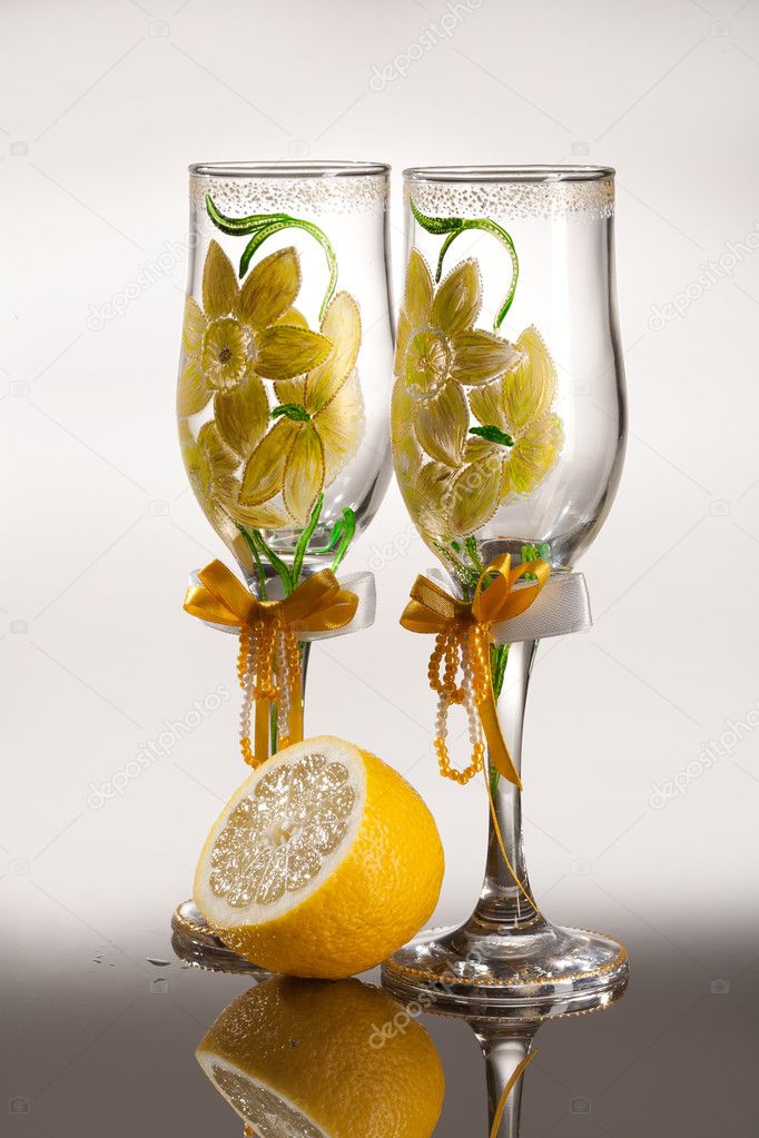 Two decorated glasseson