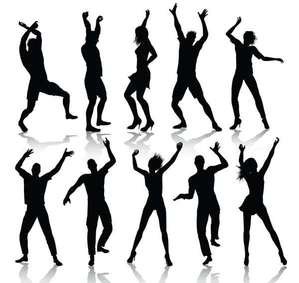 people dancing silhouette. Dancing people silhouettes