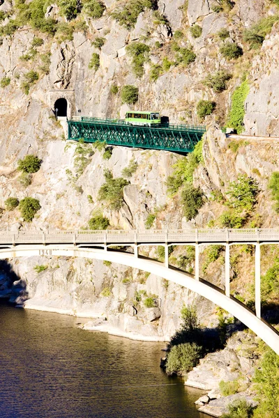 Engine coach on railway viaduct