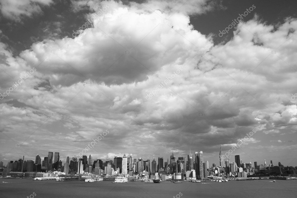 city skyline wallpaper black and white. New York City Skyline - Black