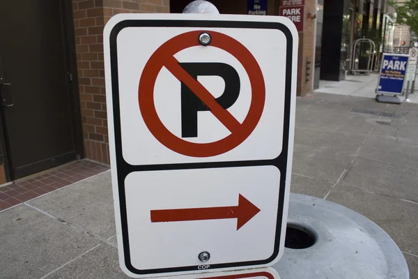 White no parking sign