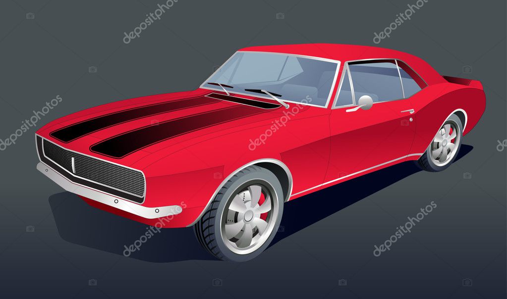 Old American Muscle car vector background for poster or card