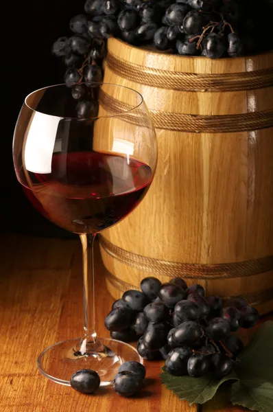 Red wine, grape and barrel
