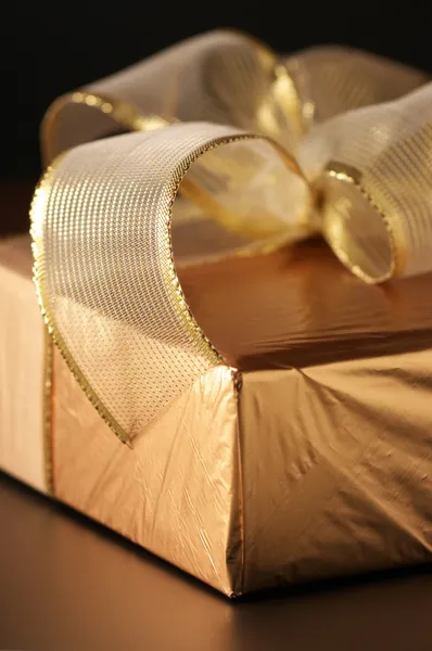 Golden gift close-up