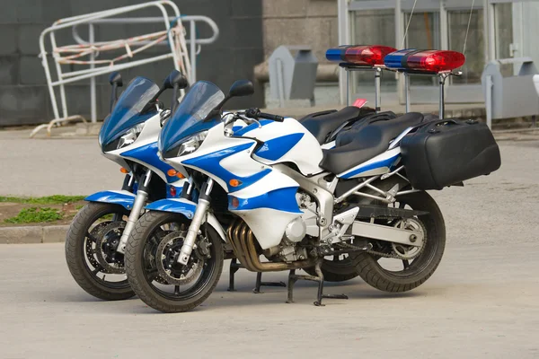 Two police motorcycles