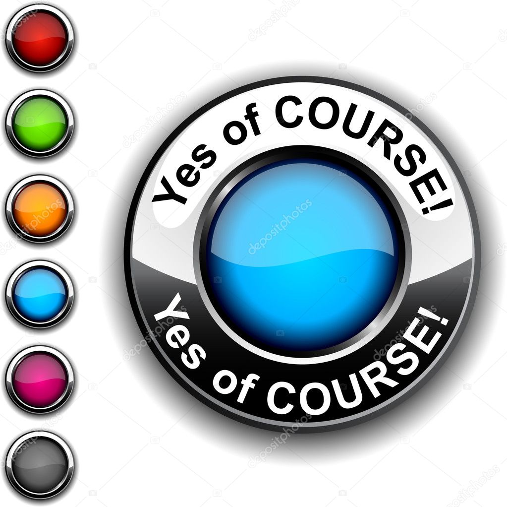 Yes of course button. — Stock Vector © Maxborovkov 2893457