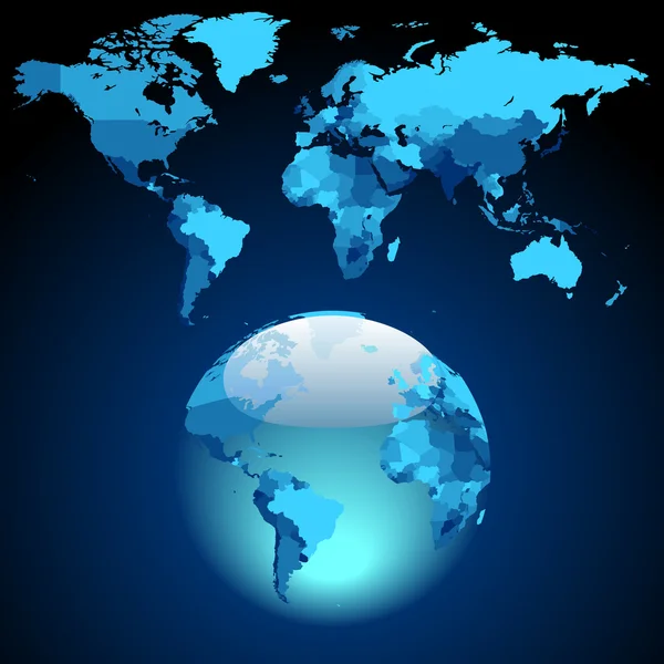 world map vector file. Globe on dark blue World map