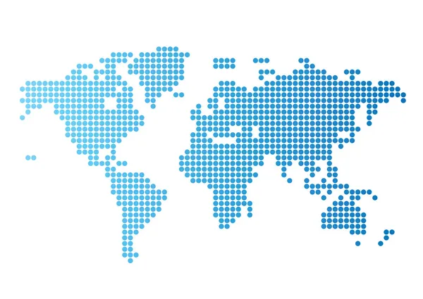 world map vector file. World map of blue round dots