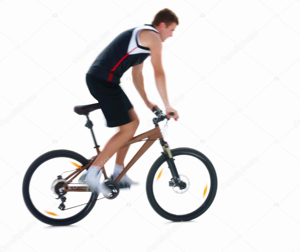 cyclist white background