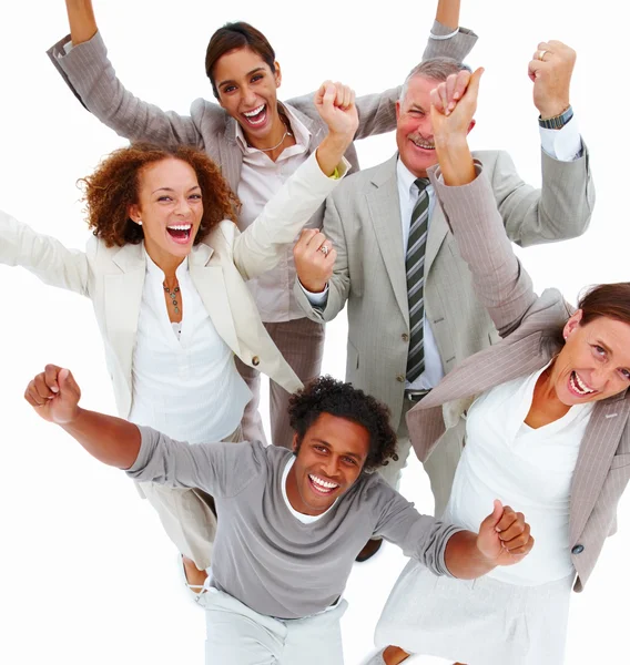 pictures of people having fun. Portrait of business people having fun against white background by Yuri 