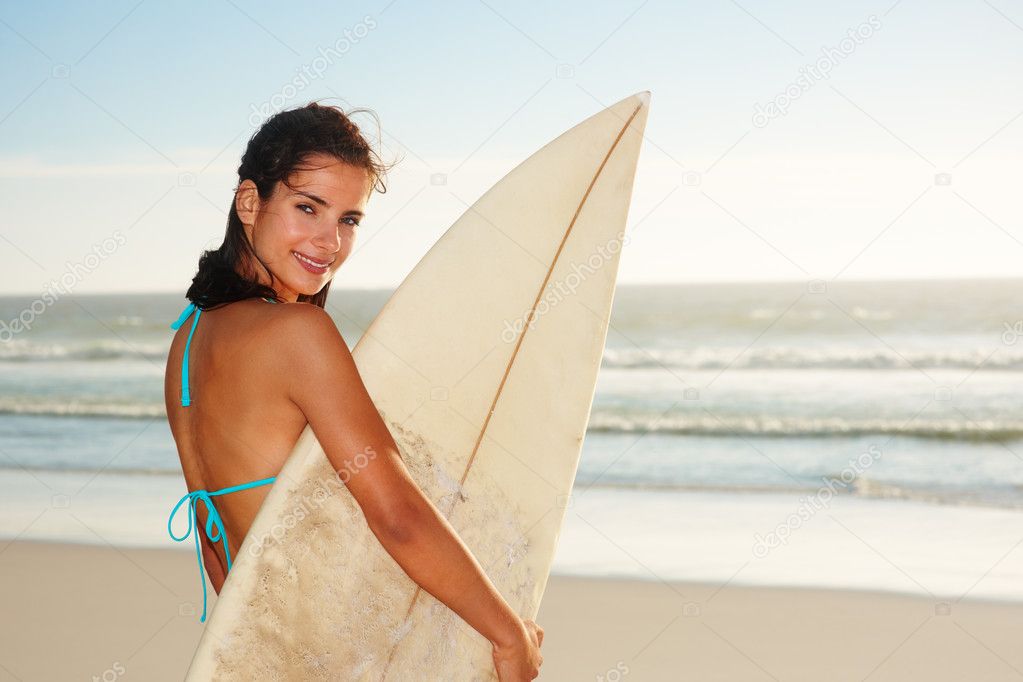 Girl Holding Surfboard