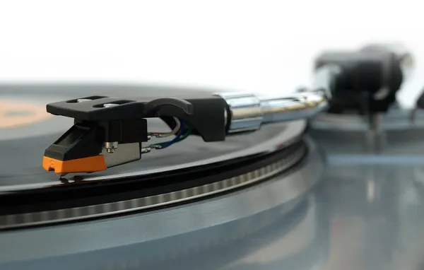 Vinyl record player stylus close up deta