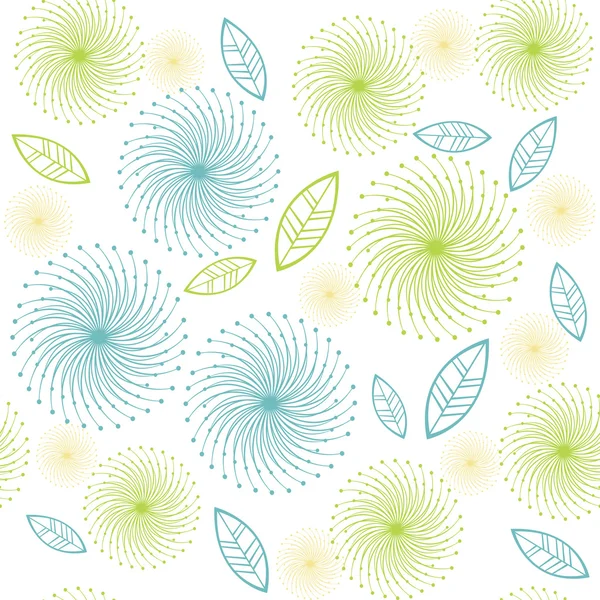 Retro flowers and leaves pattern