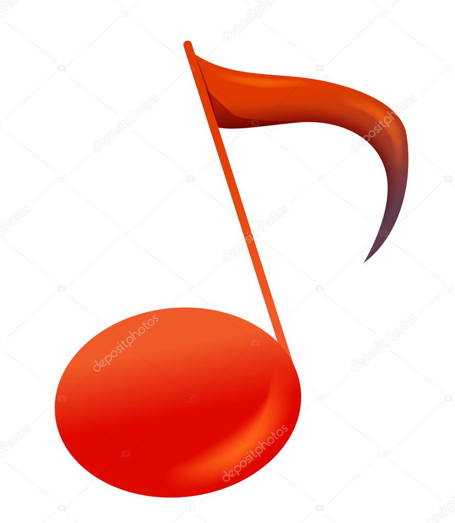 Red music symbol with white