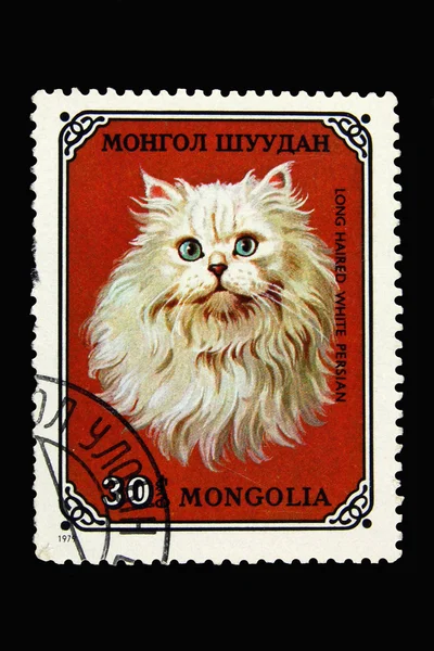 Stamp with long haired white persian cat