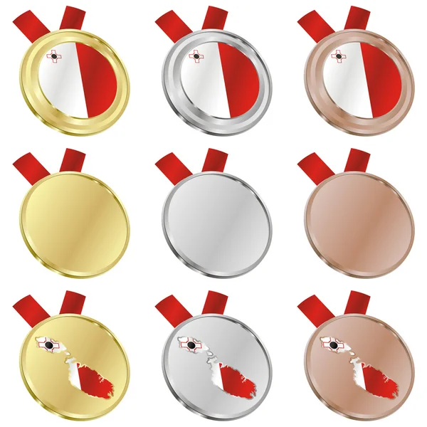 Malta vector flag in medal shapes