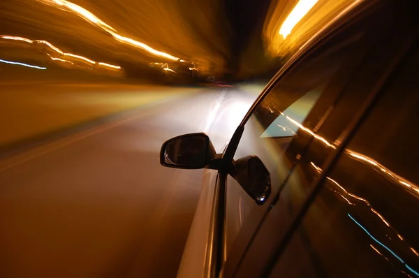 Night drive with car in motion