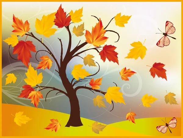Autumn maple tree. vector illustration