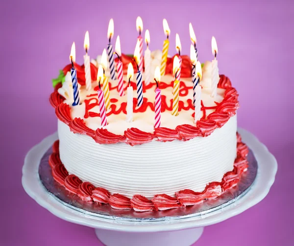 Birthday Cake Candles on Birthday Cake With Lit Candles   Stock Photo    Elena Elisseeva