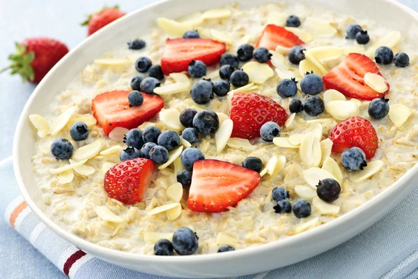 Oatmeal breakfast cereal with berries