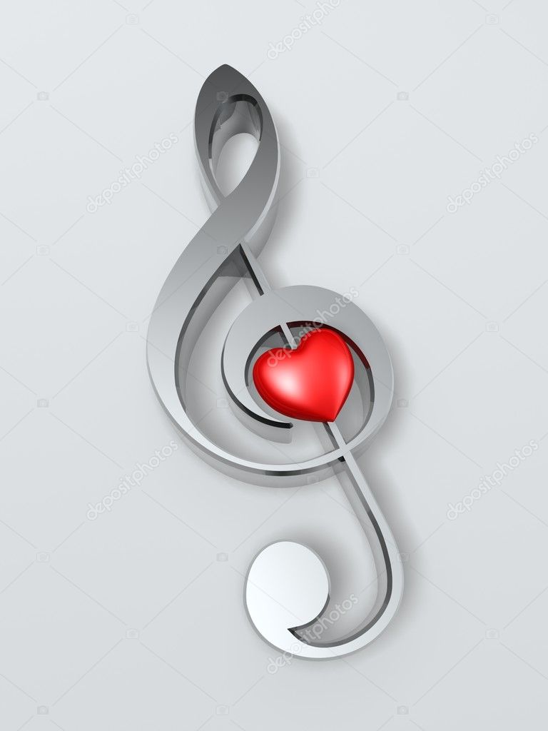 Music symbol and heart