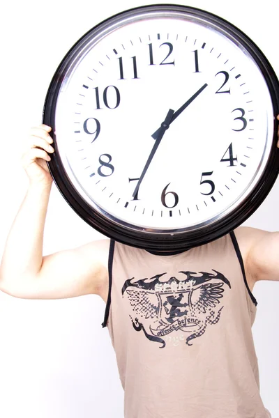 Naked Woman Holding Clock Stock Photo Luckybusiness