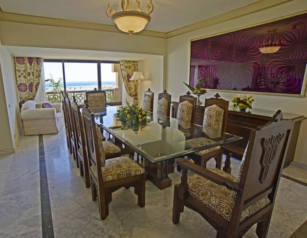 Luxury dining room with a sea view