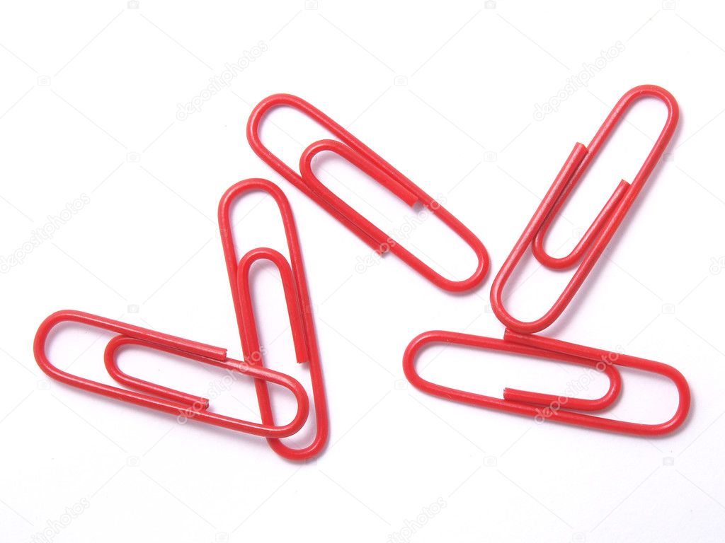 Five red paper gem clips — Stock Photo © tkliew 3246058