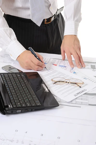 Business person hands working with document