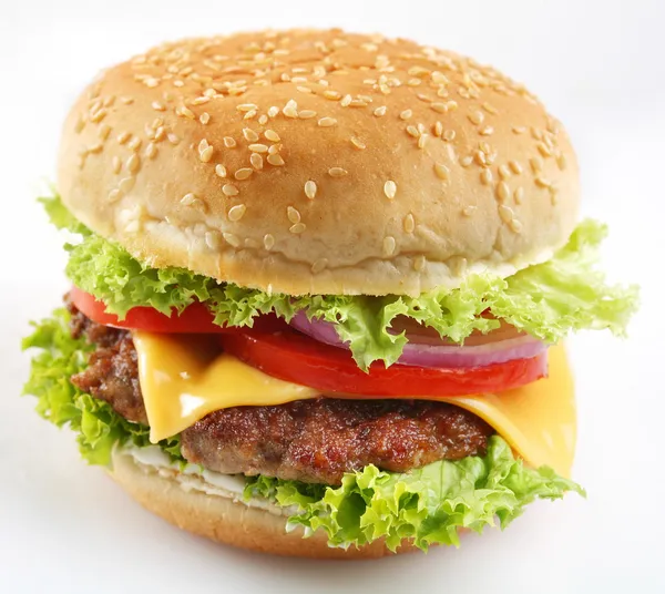 Cheeseburger on a white background