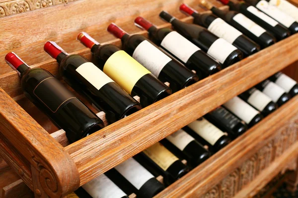 Closeup shot of wineshelf