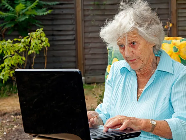 Elderly Lady Using Laptop
