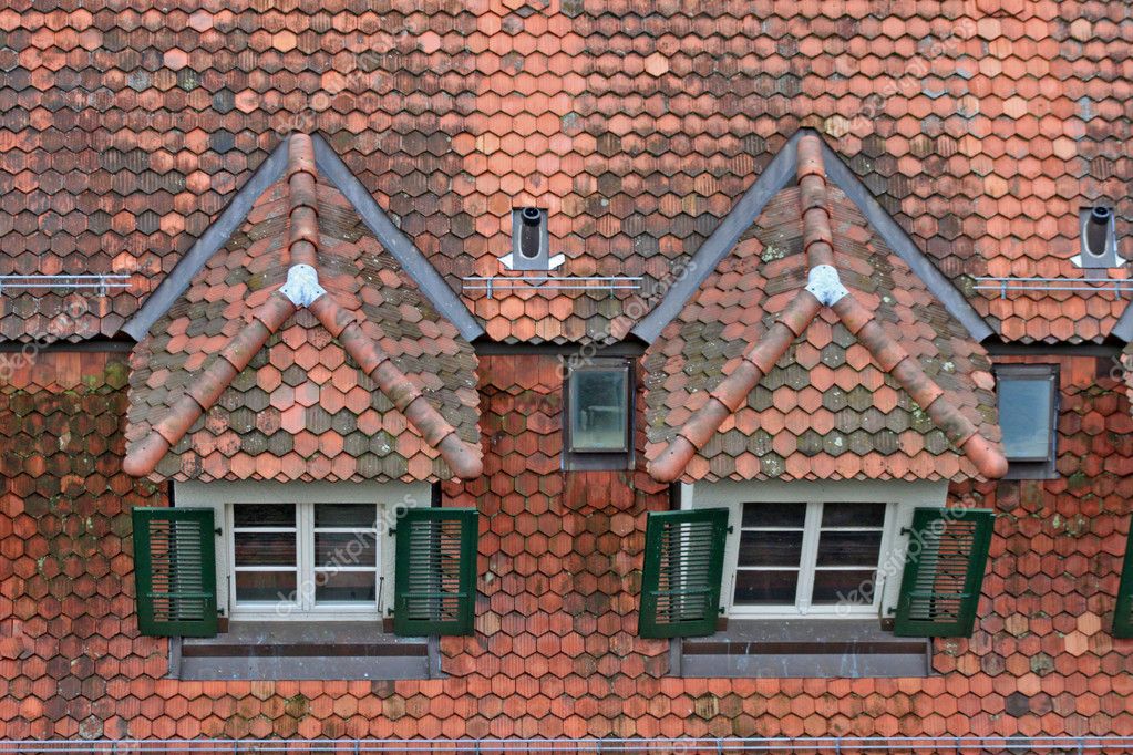 Tile roof of the house in a medieval city in Europe — Stock Photo