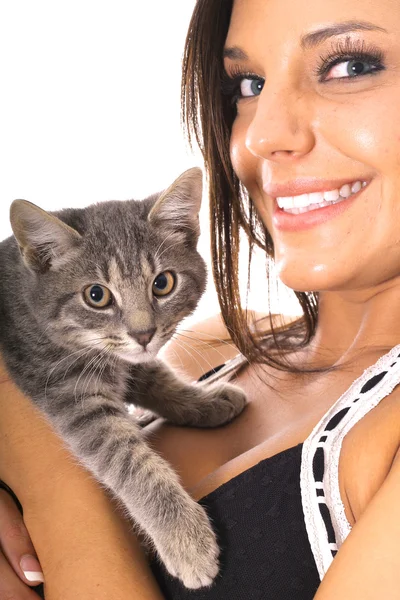 Gorgeous woman with kitty — Stock Photo #3651617