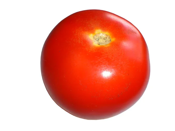 圆的成熟的红番茄关闭了,它是孤立的 - 图库照