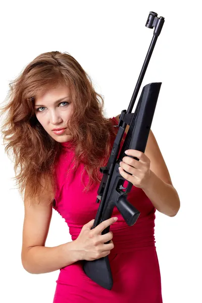 Sexy Action Girl with gun by Dmitrii Fadeev Stock Photo Editorial Use Only