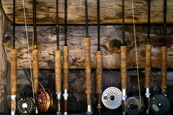 Fly fishing equipment with vintage look - Stock Image - Everypixel