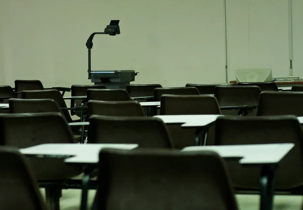 Brown chairs in the classroom