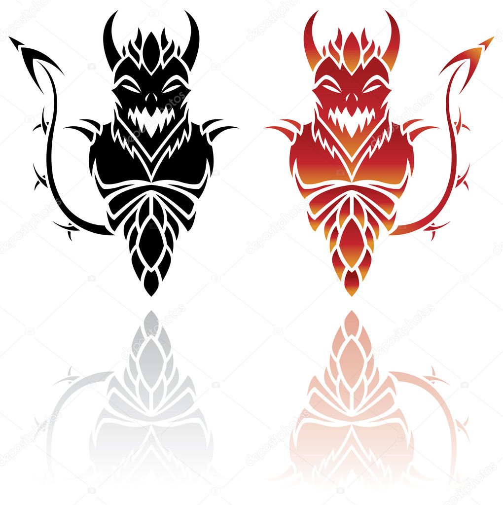 Devil Tattoos isolated on a